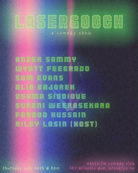 Farooq Hussain presents Lasergooch! - Usama Siddique — event poster