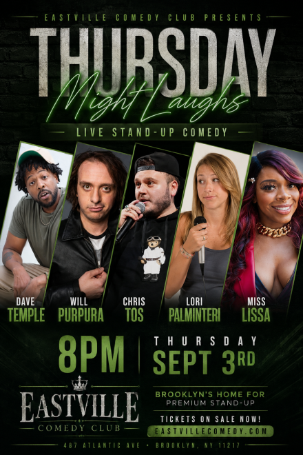 Miss Lissa Knows, Will Purpura, Chris Tos, Dave Temple, Lori Palminteri — event poster