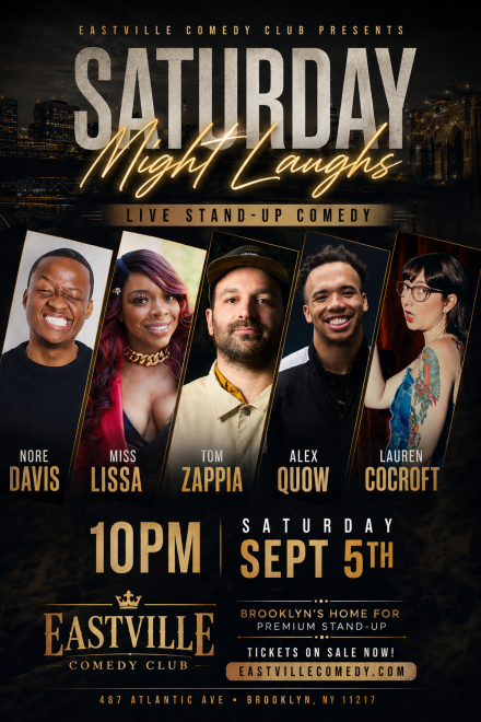 Nore Davis, Miss Lissa Knows, Tom Zappia, Lauren Cocroft, Alex Quow — event poster
